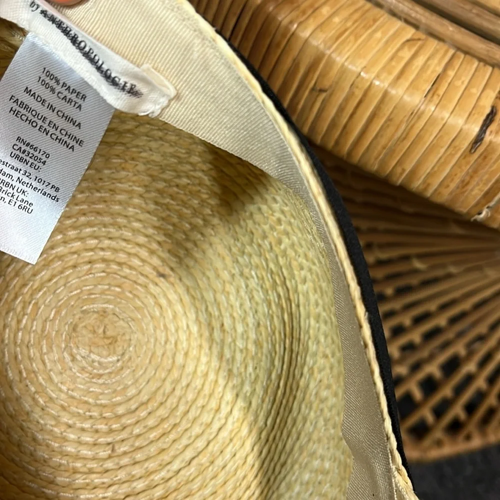 Anthropologie Straw Riding Cap Straw Hat with Black Band